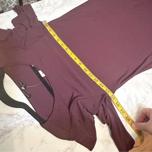 WHBM Long Sleeve Ruffle Cold Shoulder Sheath Dress Women’s Size XS NEW Cabernet - Picture 9 of 9